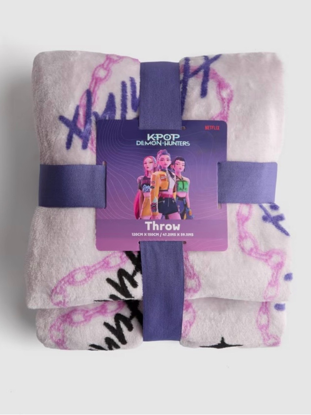 K-POP Demon Hunters Plush Throw Blanket - Pink & Purple